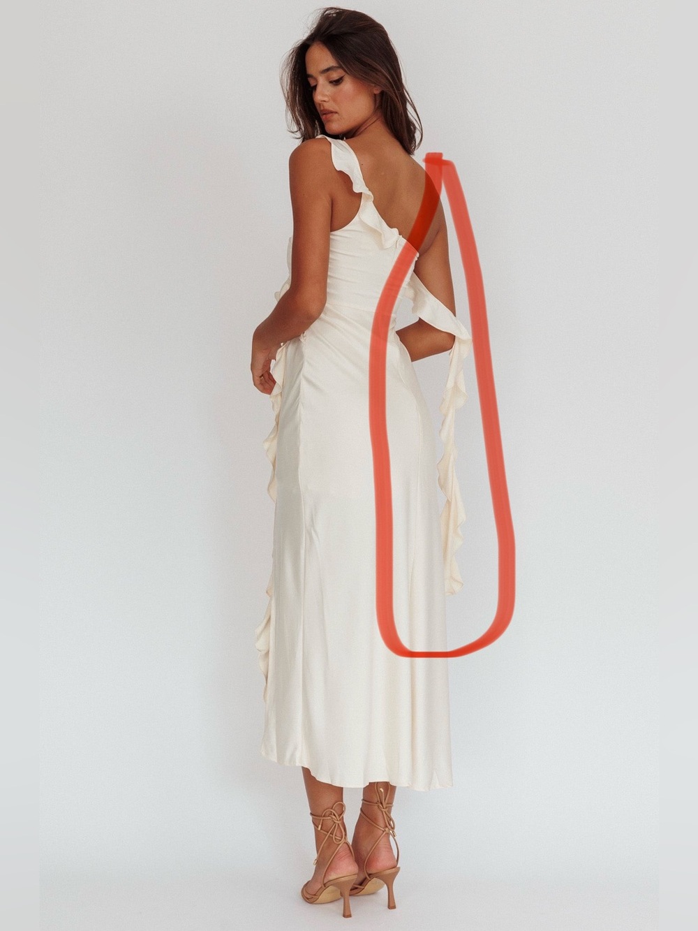 Satin Ruffle Midi Dress - Picture 9 of 10
